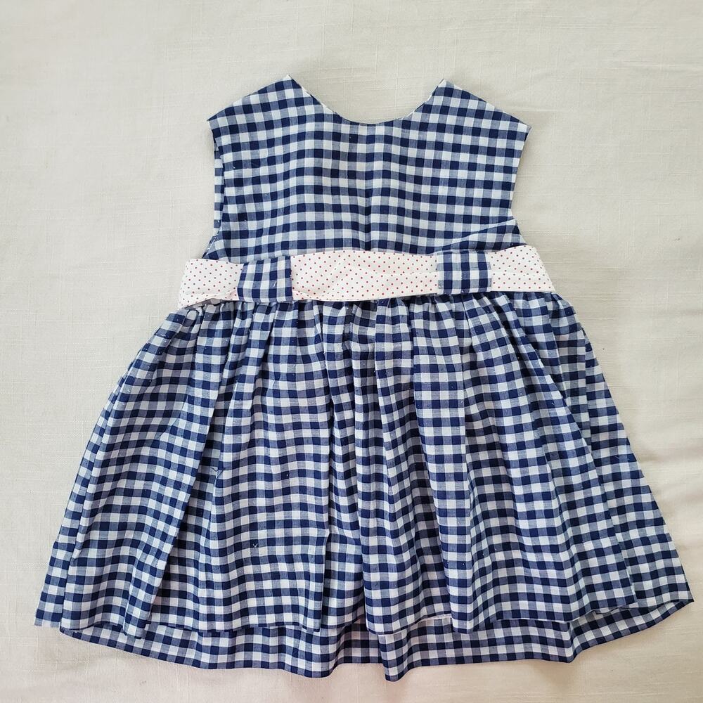 Vintage Navy Gingham Sleeveless Dress 12-18 months